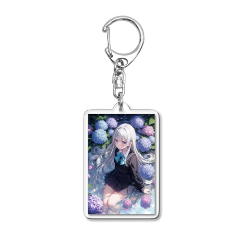 紫陽花の中の美少女💐 Acrylic Key Chain