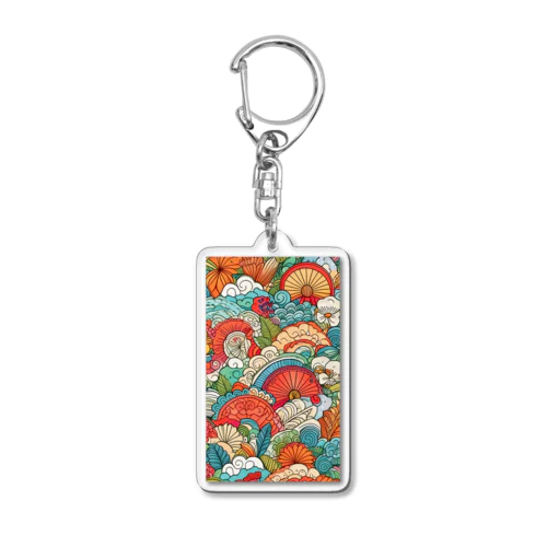 彩り豊かな華模様 Acrylic Key Chain