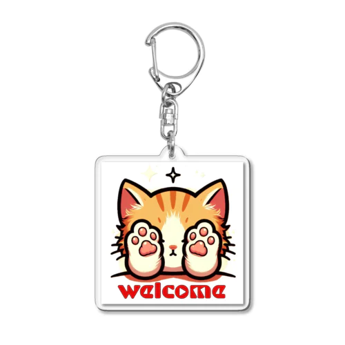 肉球で目隠し猫ちゃん Acrylic Key Chain