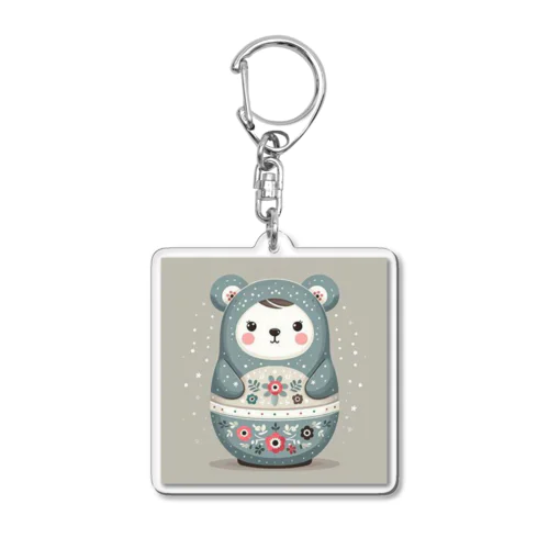 クマのマトリョーシカ（グレー） Acrylic Key Chain