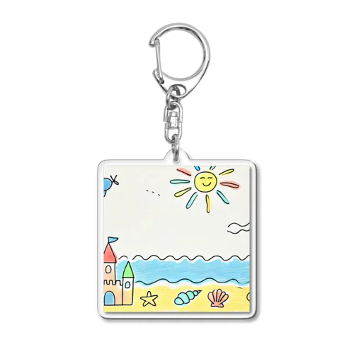 小学生の描いた思い出のビーチ Acrylic Key Chain