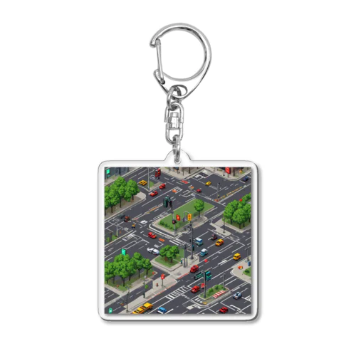 「都会の信号 道路マップ」 Acrylic Key Chain