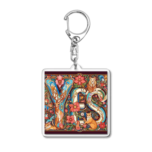 動物たちで描かれた文字　”YES” Acrylic Key Chain