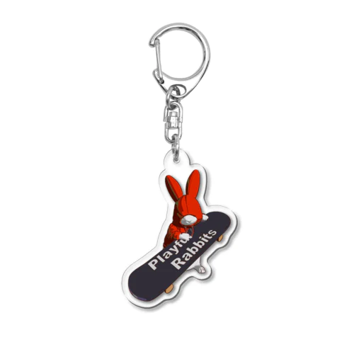 Playful Rabbits レッド Acrylic Key Chain