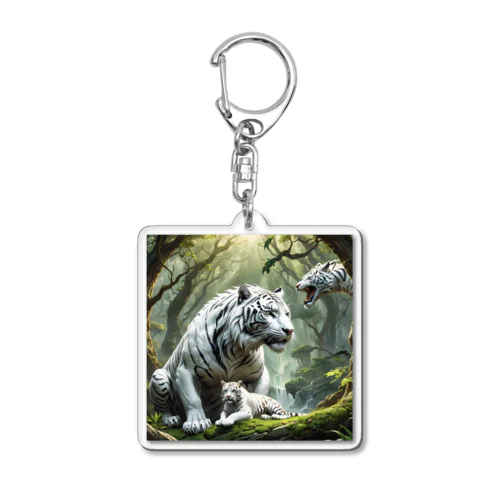 森に棲むホワイトライオン Acrylic Key Chain