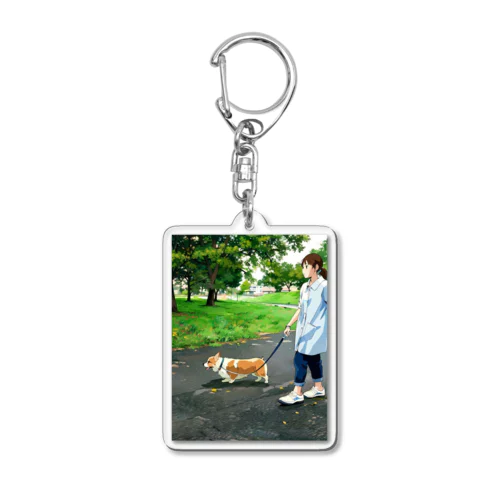 おさんぽコーギー Acrylic Key Chain