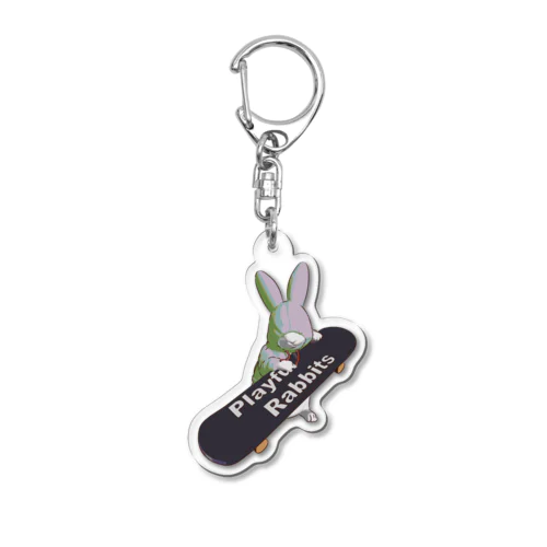 Playful Rabbits ピンク Acrylic Key Chain