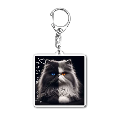 Persian cat　Black&Gray Acrylic Key Chain