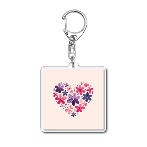 花柄ハート Acrylic Key Chain