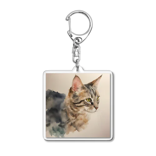 横向き猫 Acrylic Key Chain