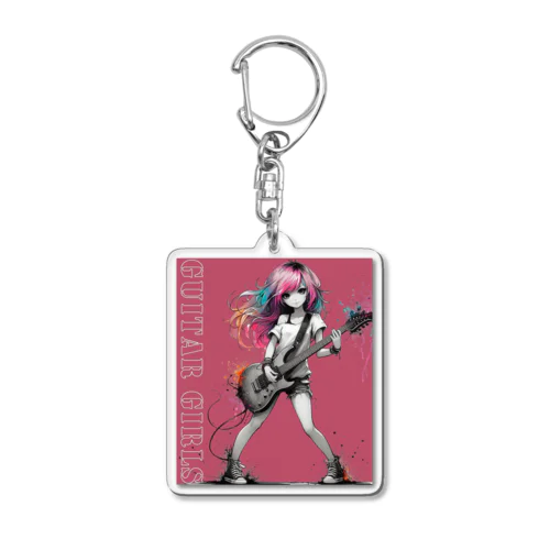 GUITAR GIRLS1　pink１ Acrylic Key Chain