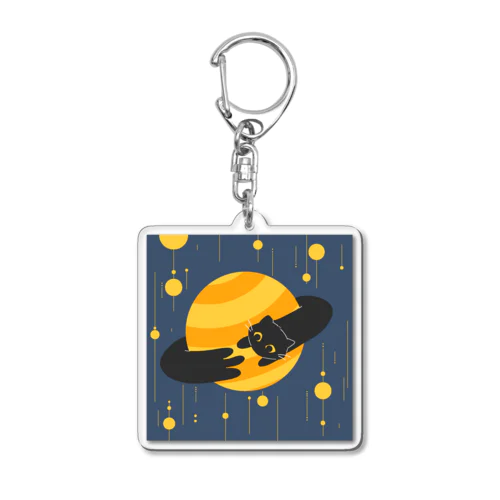 くるくる土星ねこ Acrylic Key Chain