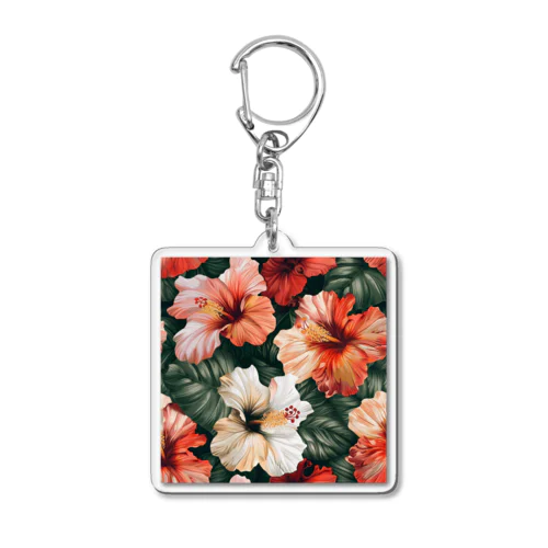 色合い鮮やか花ハイビスカス Acrylic Key Chain