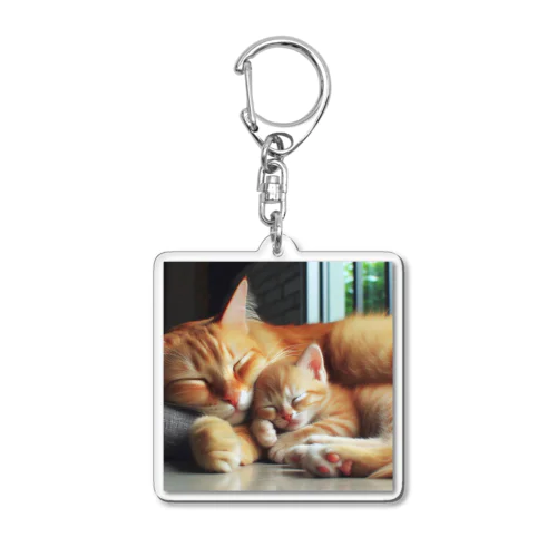 親子猫のほのぼのスリープ② Acrylic Key Chain