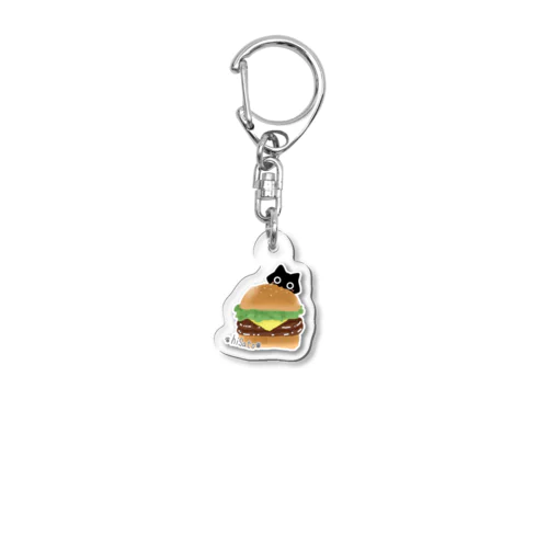 with黒猫とハンバーガー Acrylic Key Chain