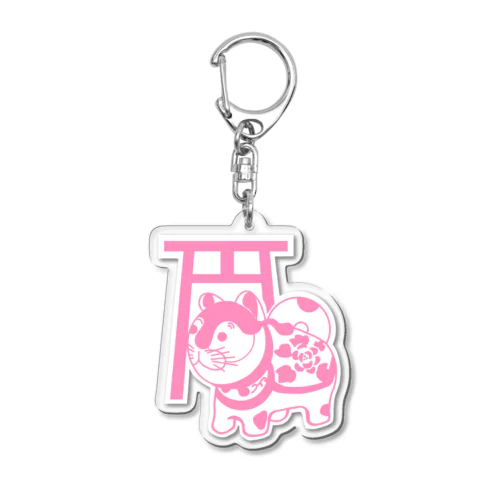 犬張子アクリルキーホルダー　ピンク Acrylic Key Chain