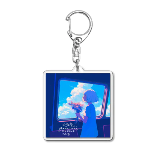 A Girl and Flowers on the Journey Acrylic Key Chain