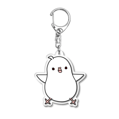 幸運の白いスズメ Acrylic Key Chain