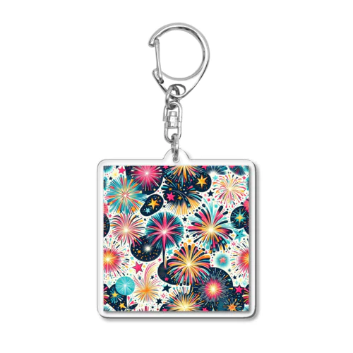 和風柄　花火柄 Acrylic Key Chain