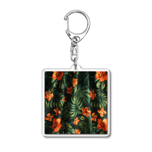 オレンジ色のハイビスカスの花 Acrylic Key Chain