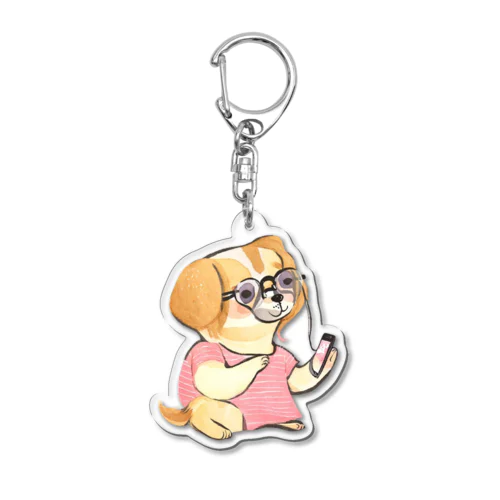 スマホ犬ぽんちゃんキーホルダー Acrylic Key Chain