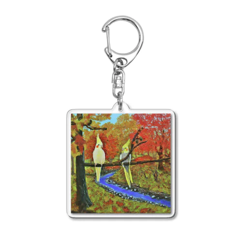 インコ Acrylic Key Chain