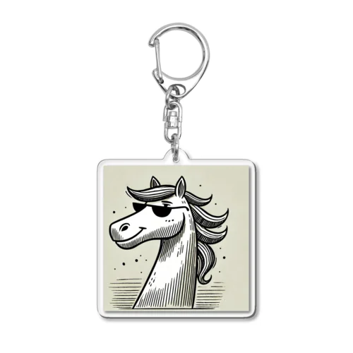 カッコいい馬が、まるでスタイリッシュなロッカーのようにサングラスを着用！ Acrylic Key Chain