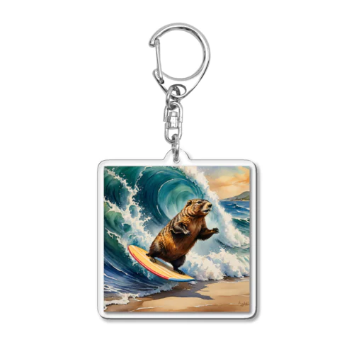 Surfing Woodchuck Acrylic Key Chain