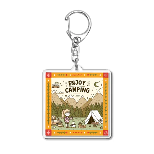 【Enjoy Camping】キャンプを楽しむ Acrylic Key Chain