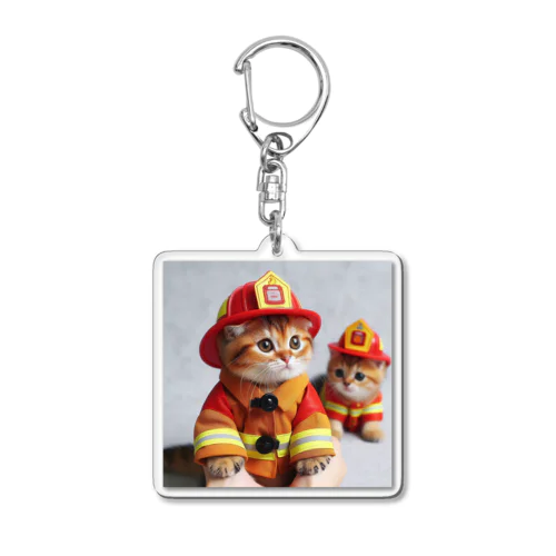 猫の消防士さん④ Acrylic Key Chain