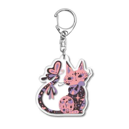 キラキラ魅力が輝くサビ猫ちゃん Acrylic Key Chain
