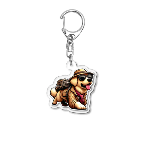 探検家コスのゴールデンレトリーバー Acrylic Key Chain