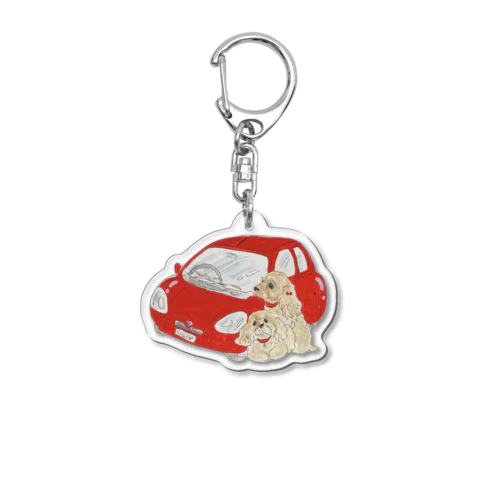 幸せの赤い車　(小物) Acrylic Key Chain