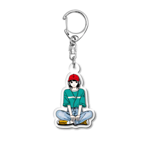 赤い帽子。吹き出し無し。 Acrylic Key Chain