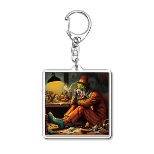 うまくいかない悲しげなピエロ Acrylic Key Chain