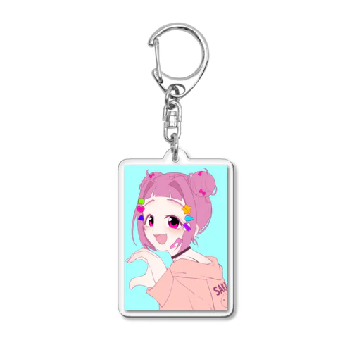 ピンクキュートな女の子 Acrylic Key Chain