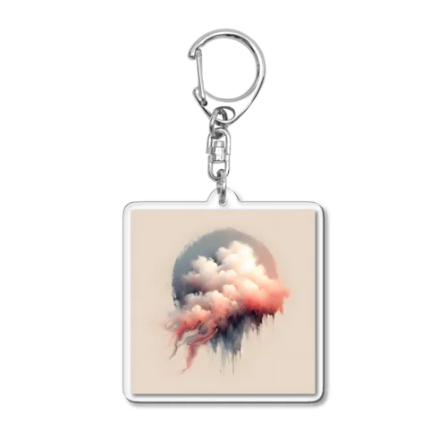雲の断片を描くミニマルな形 Acrylic Key Chain