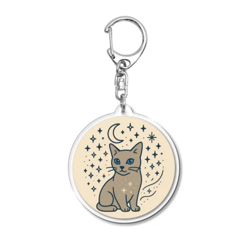 「月夜の魔法猫」キーホルダー  Acrylic Key Chain