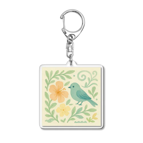 ハワイ　鳥と花 Acrylic Key Chain