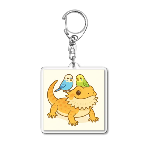 なかよしトリオのひなたぼっこ Acrylic Key Chain