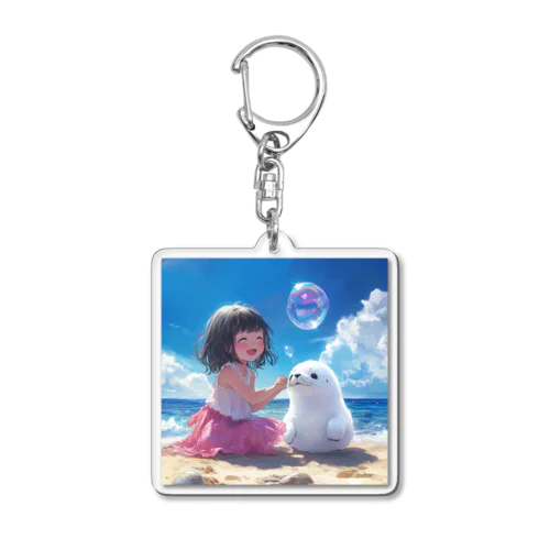 あざらし赤ちゃんと女の子／ひろちゃん Acrylic Key Chain
