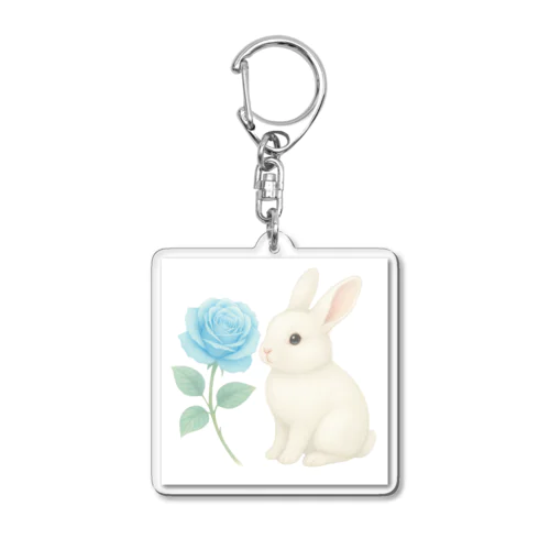 蒼薔薇　白うさぎ Acrylic Key Chain