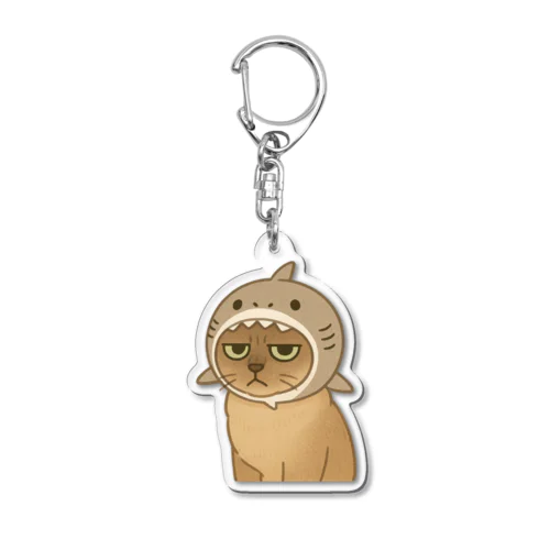 サメ帽かぶった猫 Acrylic Key Chain