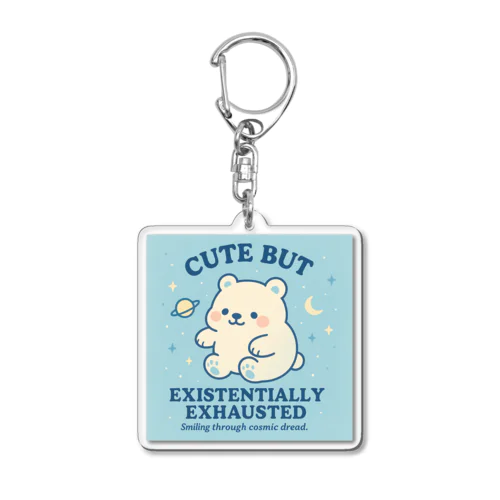 CUTE BUT EXISTENTIALLY EXHAUSTED – ゆるしろくま宇宙 Acrylic Key Chain