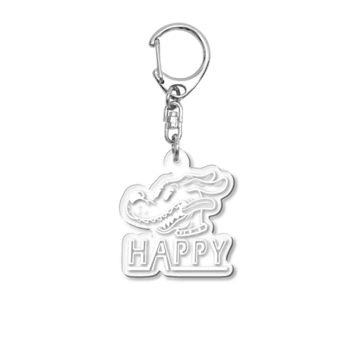 happy dog (white ink) Acrylic Key Chain