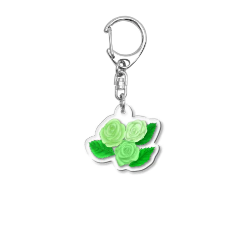緑のバラ3輪 輪郭緑色 Acrylic Key Chain