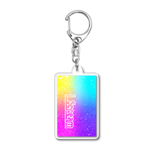 WT I Scream Glitter Rainbow Acrylic Key Chain