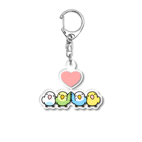 ハイタッチなかよしセキセイインコ【まめるりはことり】 Acrylic Key Chain