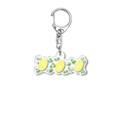 スライスレモンとレモンの花 Acrylic Key Chain