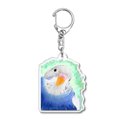 セキセイインコ　オパーリン大【まめるりはことり】 Acrylic Key Chain